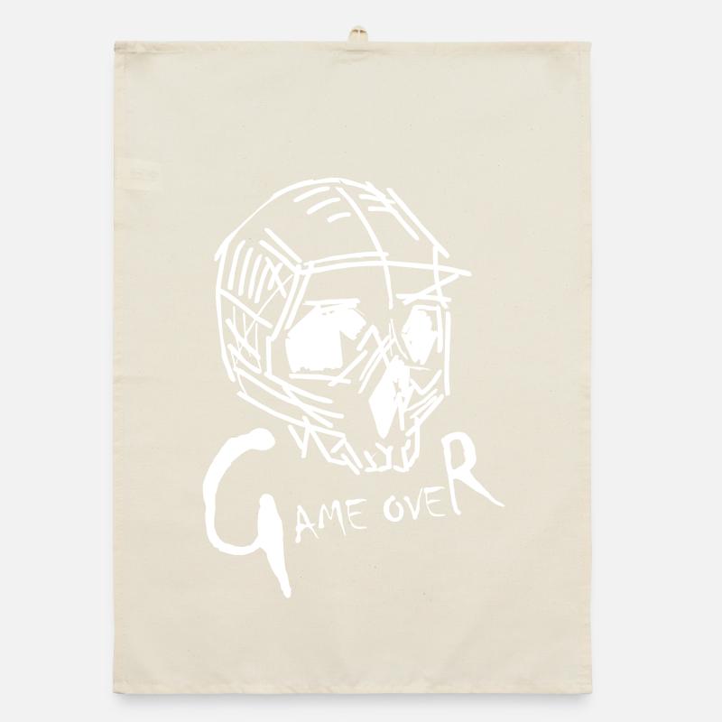 Game Over in white Organic dish towel