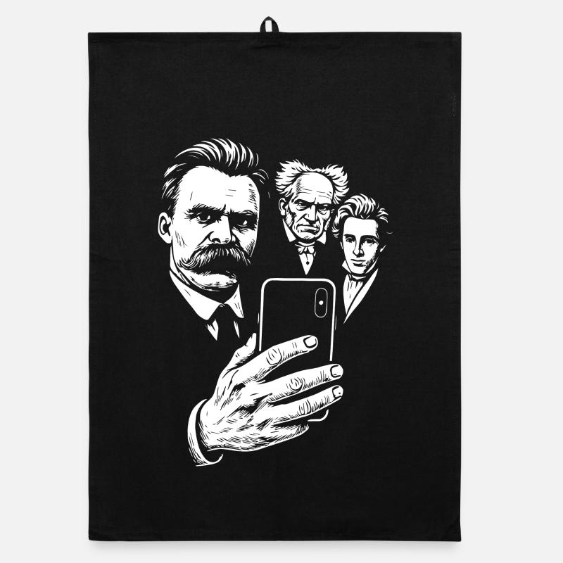 Nietzsche selfie with Schopenhauer and Kierkegaard Organic dish towel