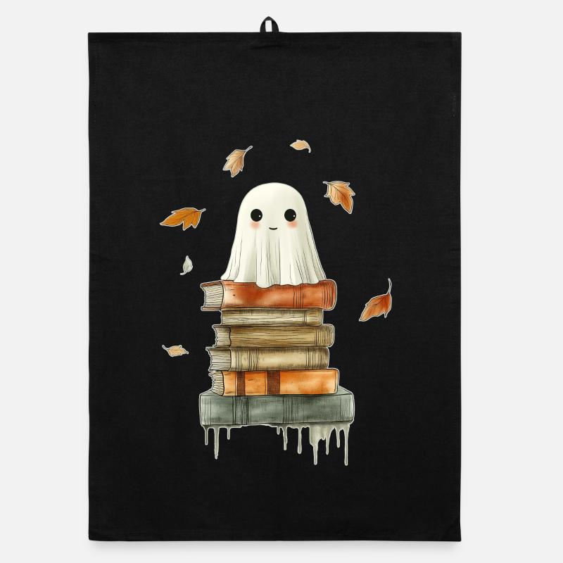 Fantôme avec des livres Torchon bio