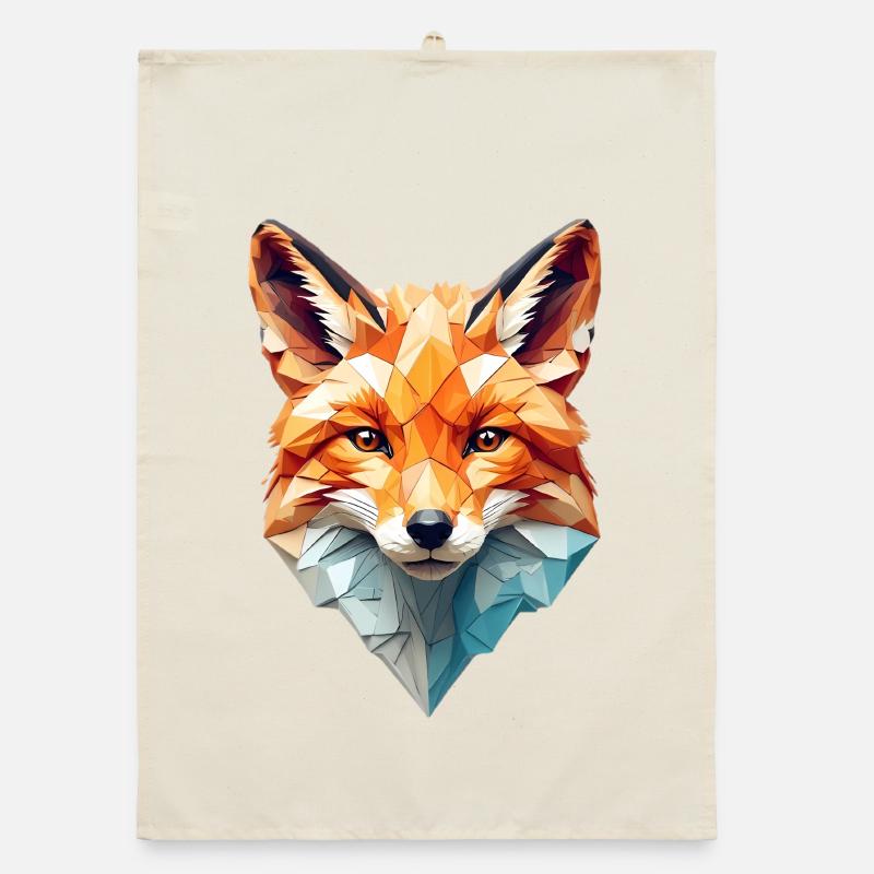 Geometric fox head Organic dish towel