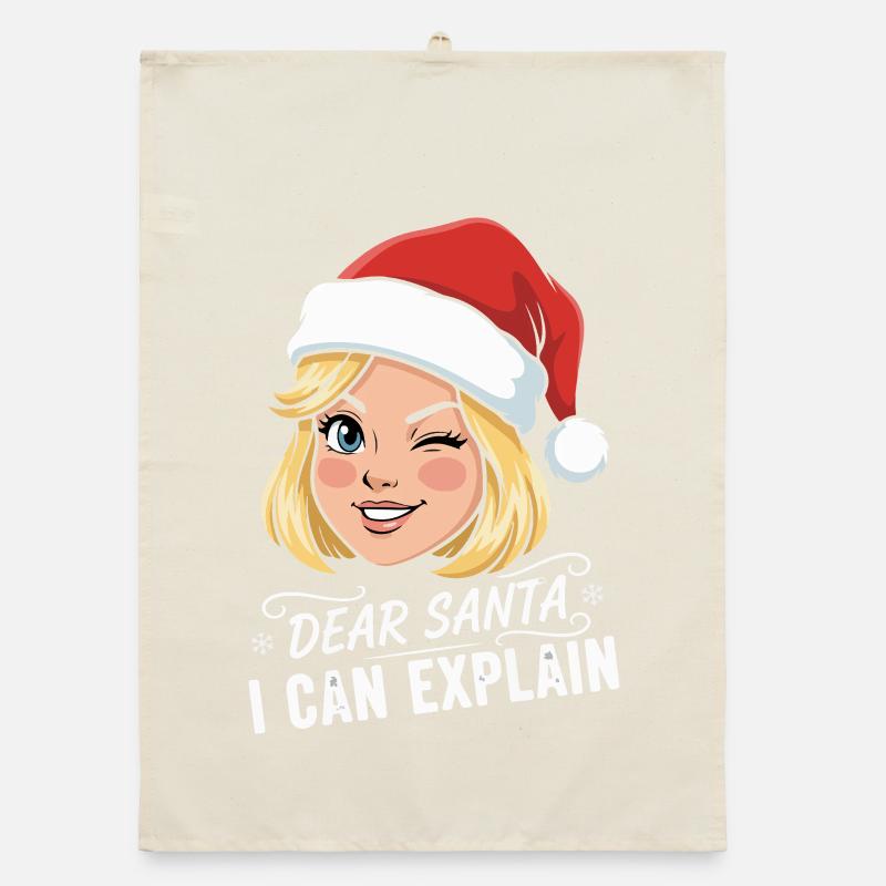 Dear Santa I Can Explain Cartoon Organic dish towel