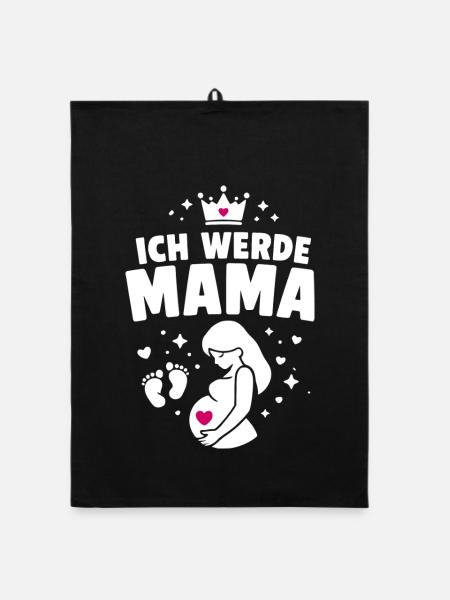 Je vais être maman - maternité - Torchon bio - noir - Devant