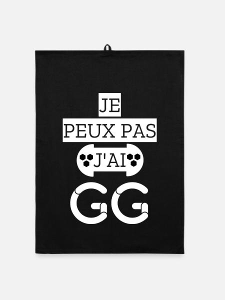 Je peux pas j'ai GG - Torchon bio - noir - Devant
