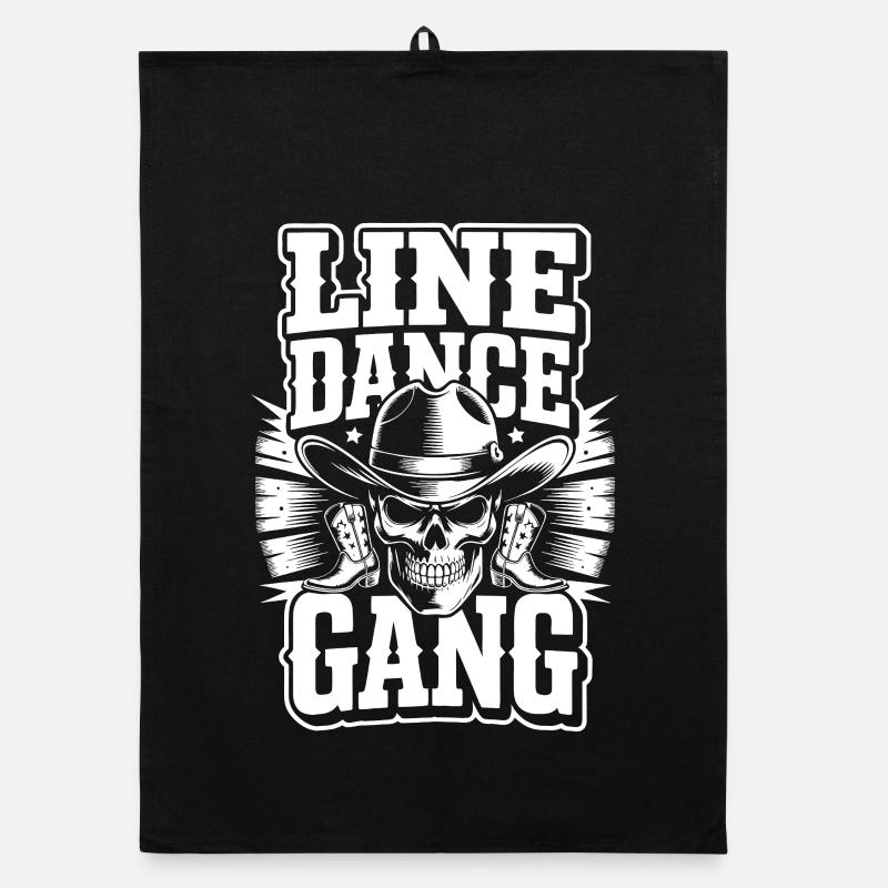Line Dance Gang Skull Cowboy Organic Geschirrtuch