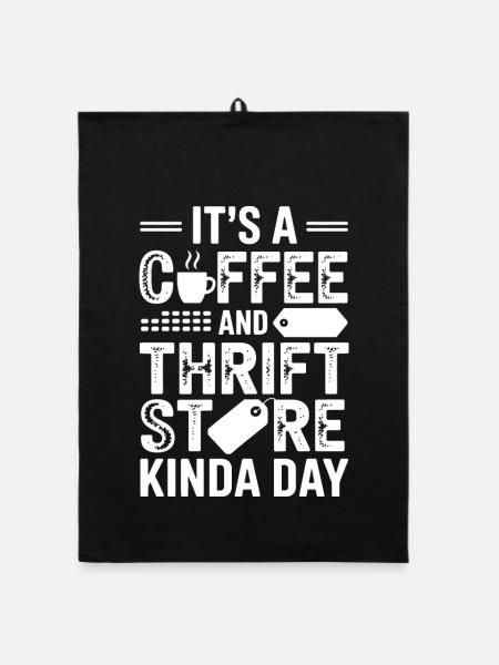 Coffee Thrift Store Day - Organic dish towel - black - Front