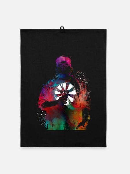 Dartspieler-Sportkunst #darts #sport - Organic Geschirrtuch - Schwarz - Vorne