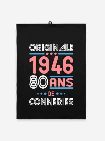 Original – 1946 – 80 Jahre - Organic Geschirrtuch - Schwarz - Vorne
