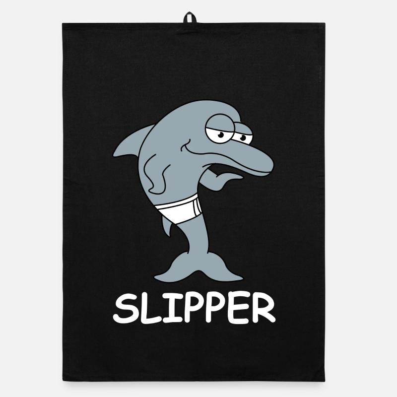 Slipper Dolphin In Swimming Trunks Organic dish towel