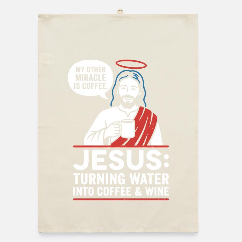Jesus Coffee Miracle Graphic Organic dish towel