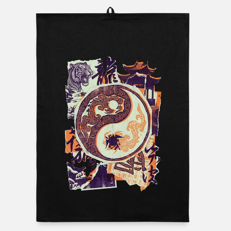 Tigre chinois Yin et Yang Torchon bio