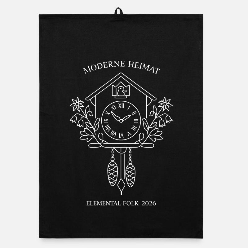 Modern Home Cuckoo Clock Elemental Folk Organic dish towel