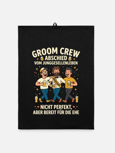 Groom Crew Abschied Junggesellenleben - Organic Geschirrtuch - Schwarz - Vorne