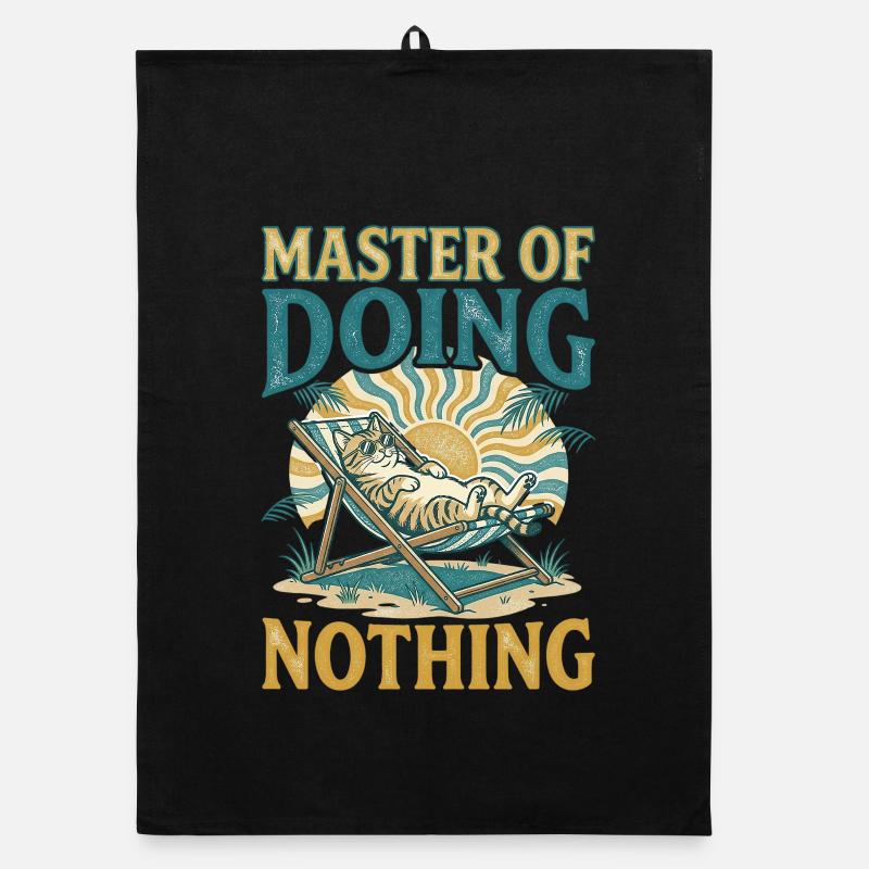 Cat on holiday Organic dish towel