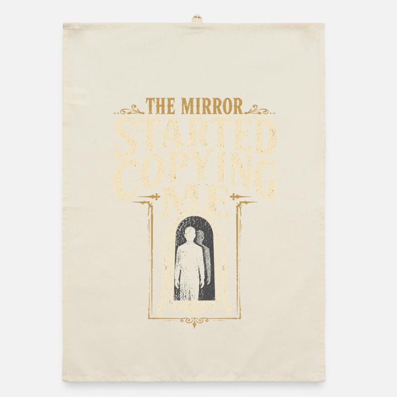 Haunted mirror, cursed mirror spirit in the mirror, Organic dish towel