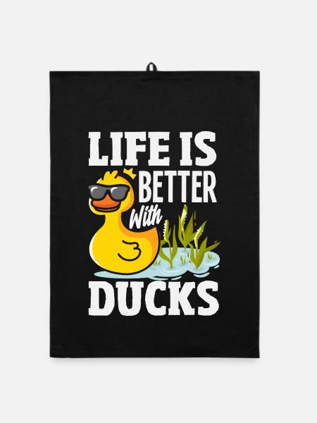 Motifs drôles de canards Citons amoureux de canards - Torchon bio - noir - Devant