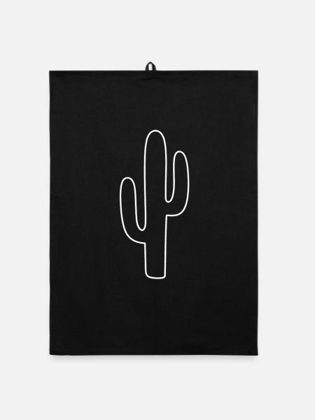 Cactus Outline: Minimalist Line - Organic dish towel - black - Front