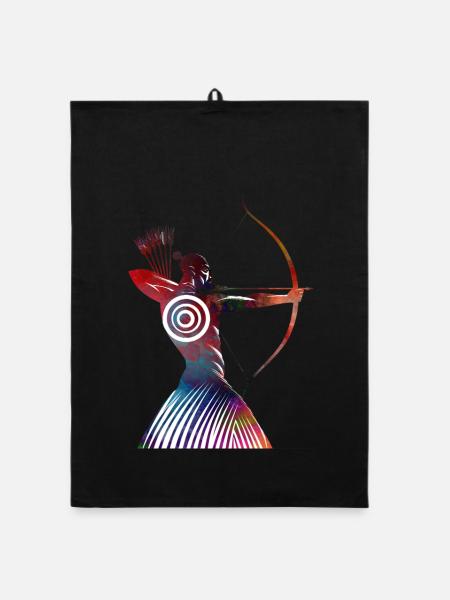 Colorful Shield Archer - Organic dish towel - black - Front