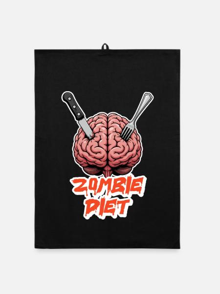 Zombie Brain Halloween - Organic Geschirrtuch - Schwarz - Vorne