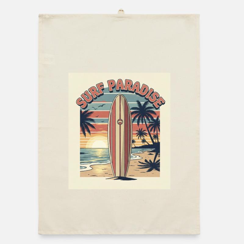 Surf Paradies Retro Design Organic Geschirrtuch