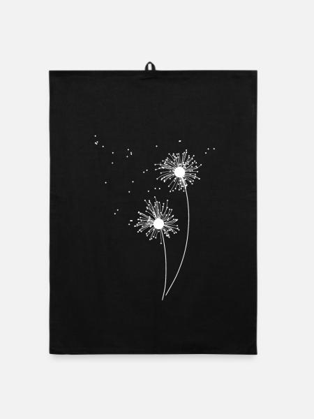 Pusteblume - Organic Geschirrtuch - Schwarz - Vorne