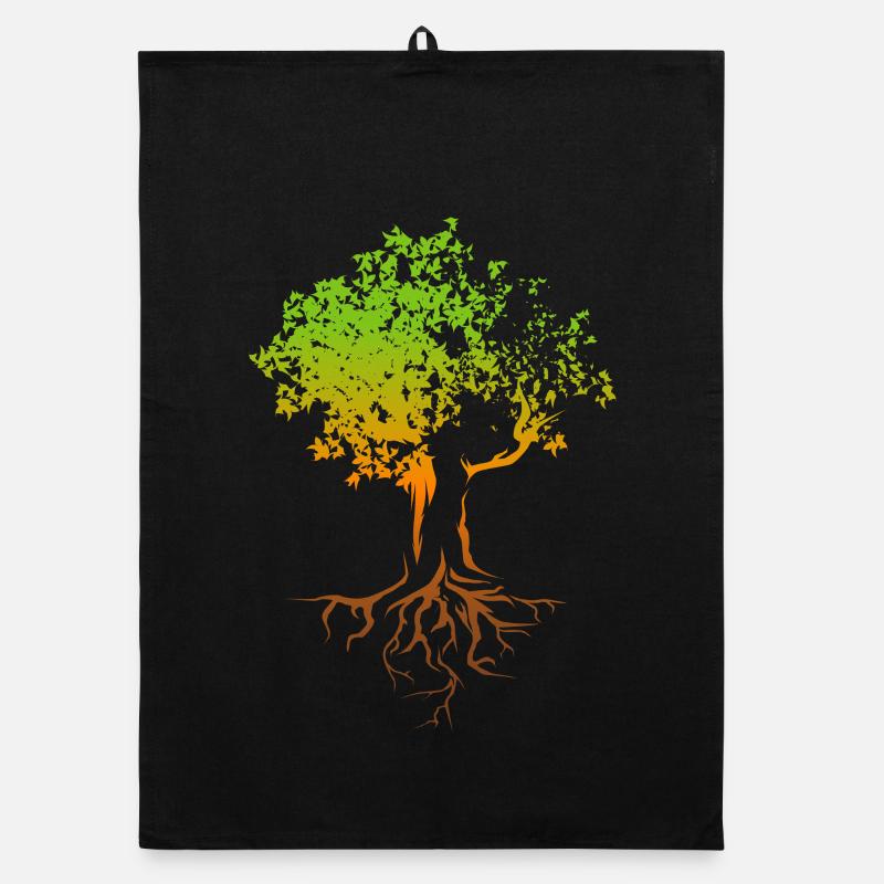 arbre, automne, couleurs, coloré, illustration, forêt, nature Torchon bio