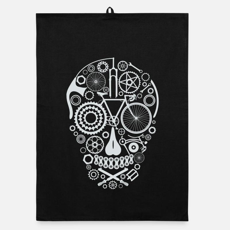 Bicycle Skull light grey - Organic Geschirrtuch - Schwarz