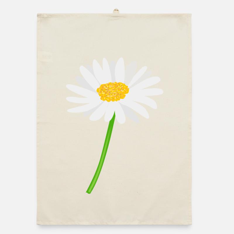 Flower daisy with stem Organic dish towel
