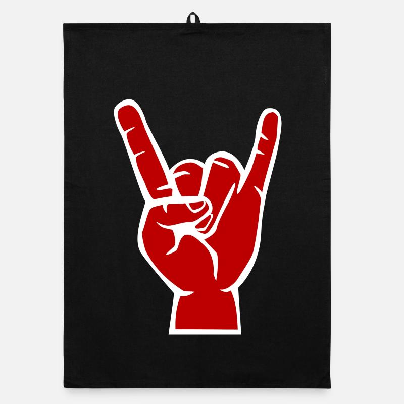 Devil's hand, Devil Rock cool metal symbol Organic dish towel