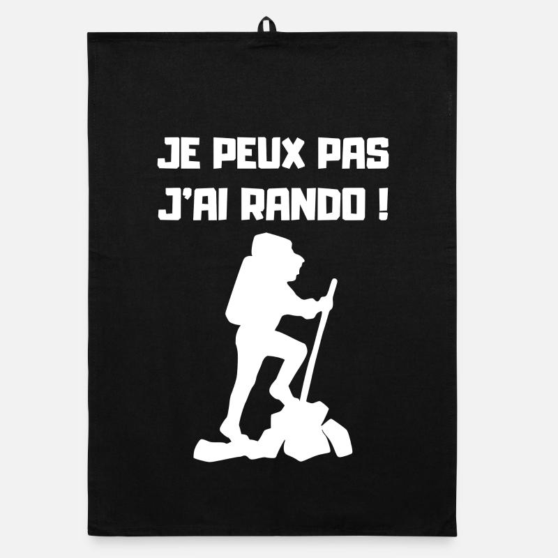 Je peux pas j'ai Rando (blanc) - Torchon bio - noir