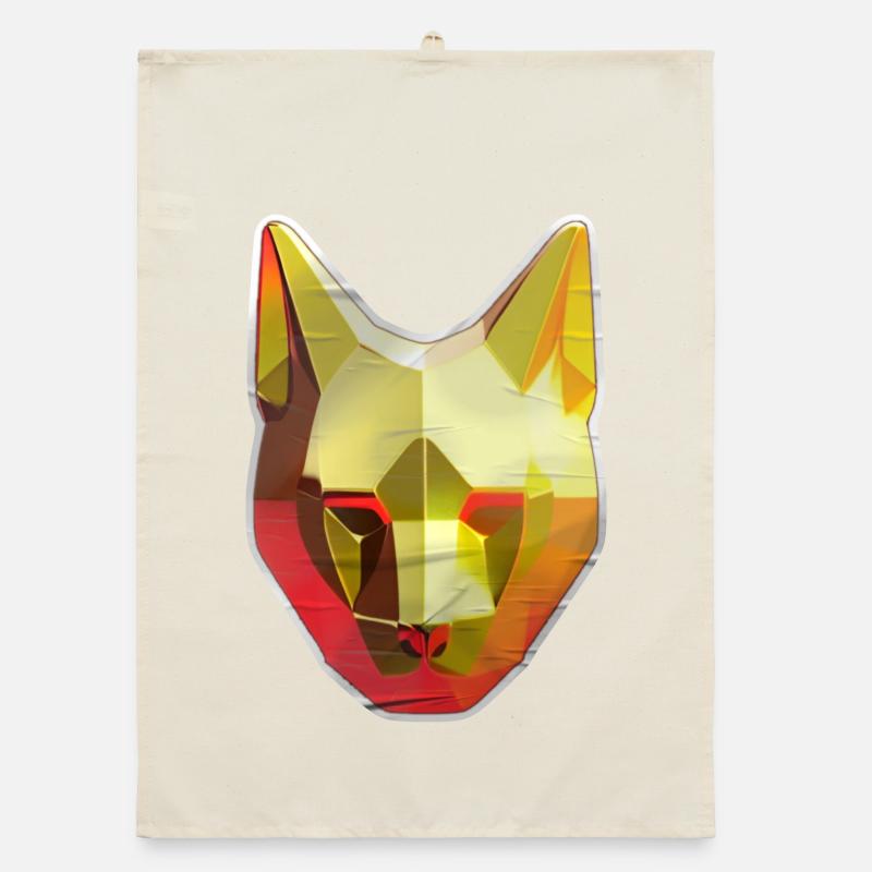 Cat Polygon in Gold Organic dish towel