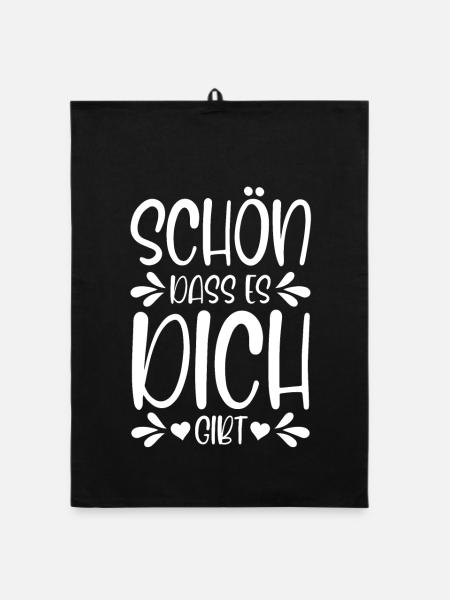 Schön dass es dich gibt - Organic Geschirrtuch - Schwarz - Vorne