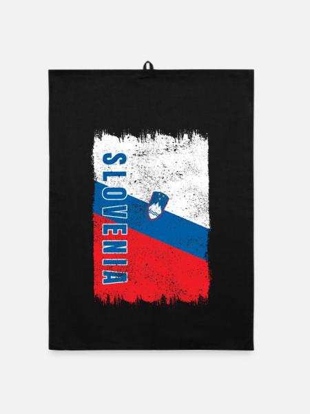 Slowenien Vintage Flagge - Organic Geschirrtuch - Schwarz - Vorne
