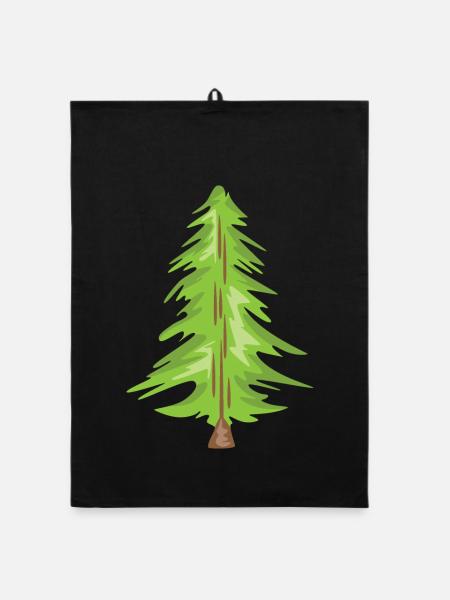 Tannenbaum christmas Weihnachten Wald Baum Bäume - Organic Geschirrtuch - Schwarz - Vorne