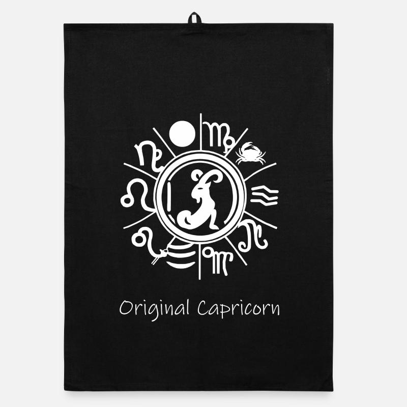 Signe du zodiaque Capricorne 001 blanc Torchon bio