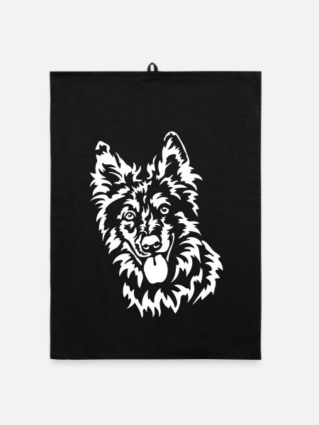 Tiger Kopf "Black Edition" - Organic Geschirrtuch - Schwarz - Vorne