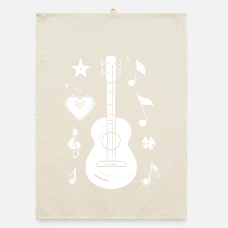 Ukulele Drawing Organic dish towel