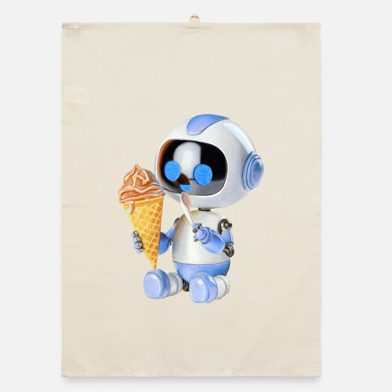 Robot Ice Cream Organic dish towel
