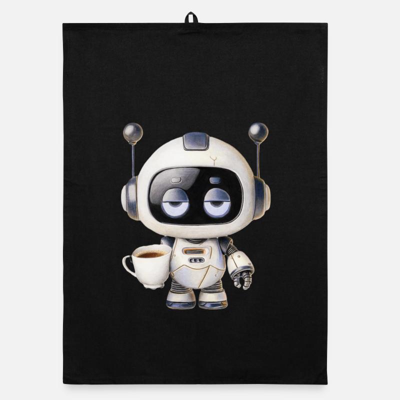 Robot Coffee - Organic dish towel - black