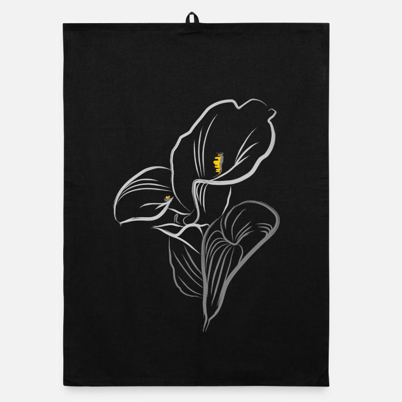 CALLA YELLOW-GREY Organic dish towel