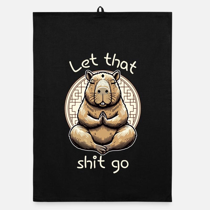 Let That Shit Go – Meditierendes Capybara Organic Geschirrtuch