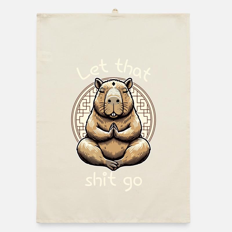 Let That Shit Go – Meditating Capybara Organic dish towel