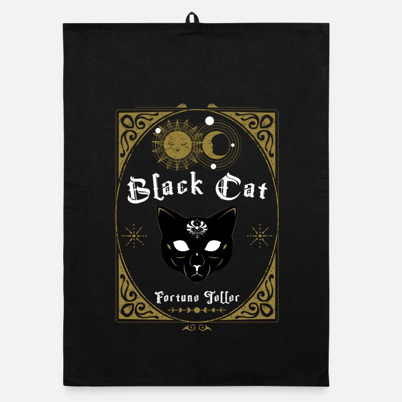 Black Cat Fortune Teller Organic dish towel