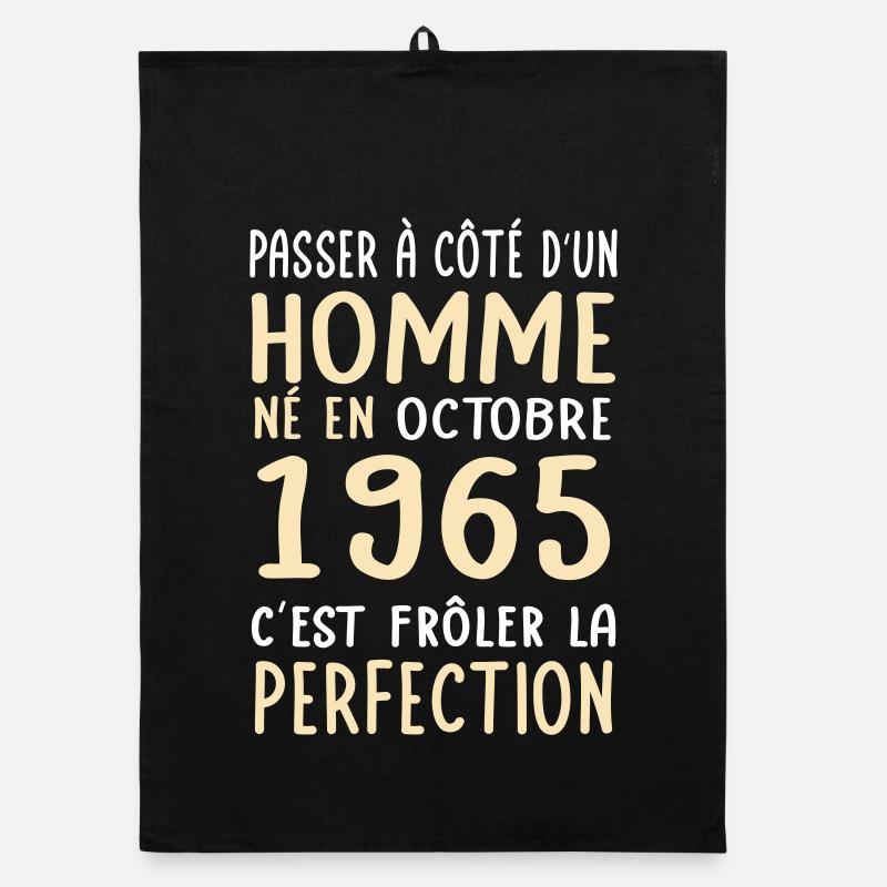 Anniversaire 60 ans - Né en Octobre 1965 Torchon bio