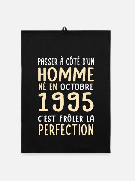 30th Birthday - Born in October 1995 - Organic dish towel - black - Front