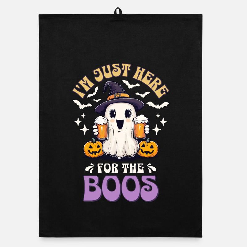 Halloween I'm Just Here For The Boos Ghost Beer Organic dish towel
