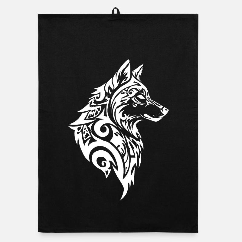 Tribal Wolf Nordic Tattoo - Organic Geschirrtuch - Schwarz