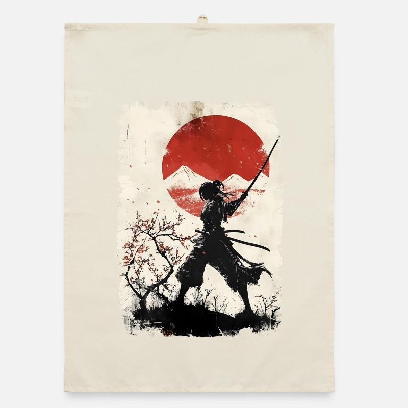 Japan vintage samurai Organic dish towel