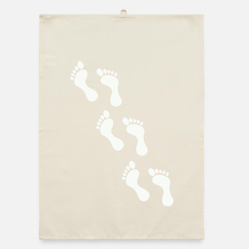 Small footprints on black Organic dish towel