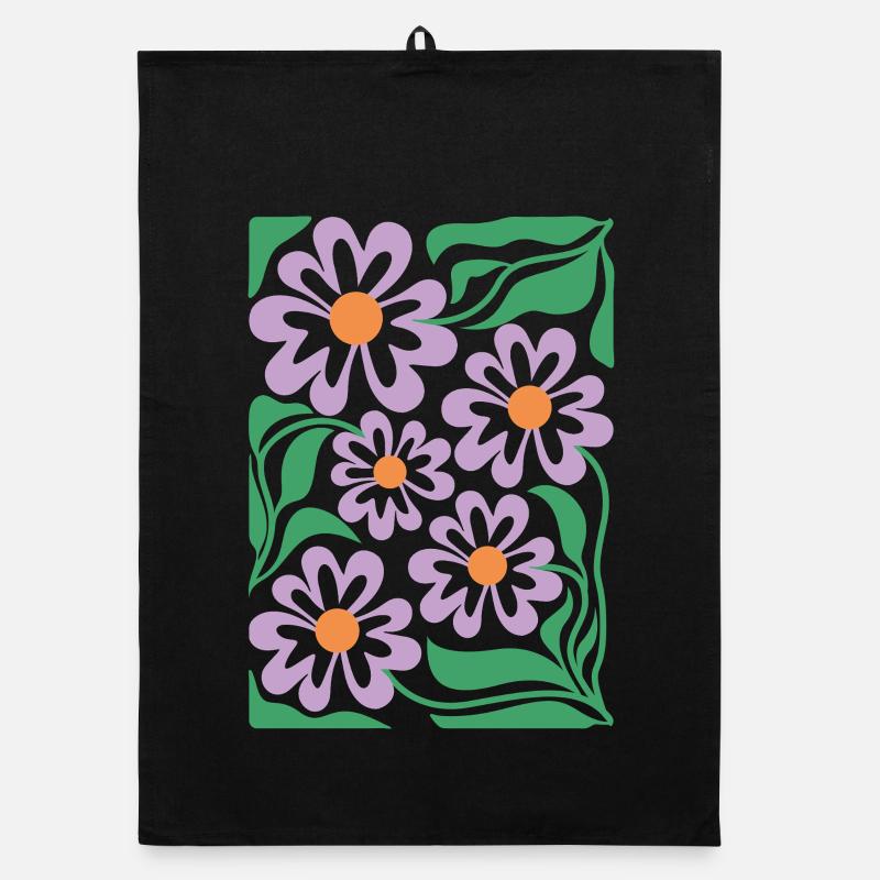 Motif floral violet Boho Flora Torchon bio