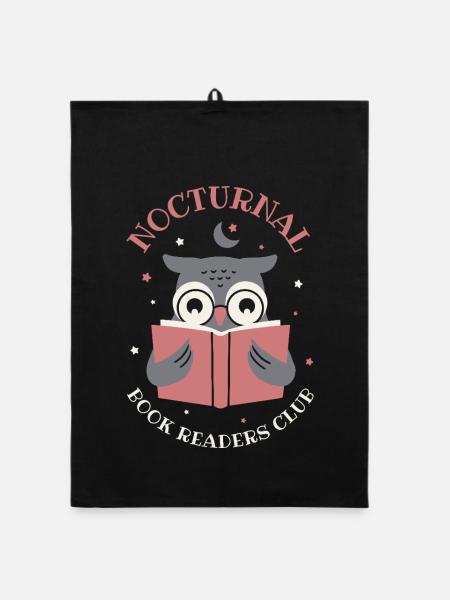 Nocturnal Book Readers Club - Organic dish towel - black - Front